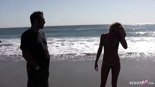 Cute College Girl Lacy Pickup at Beach for First Casting Fuck