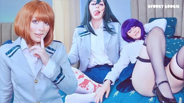 Hentai Game: Three sexy classmates from UA Academy try seduce you to fuck the...