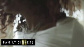 FAMILY SINNERS - Ebony Babe Moans As Her Father-In-Law Licks And Spanks Her Wet, Needy Pussy