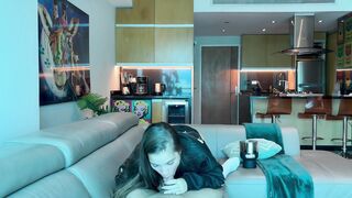 My stepbrother invites me to watch a movie and gets very horny.