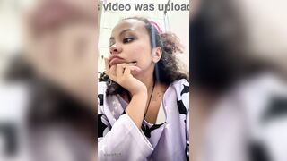 Gassy Milk-Intolerant Girl on the Toilet and Farting