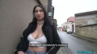Big French Tits Flashed in Public Before Getting Bent Over and Fucked - Public Agent