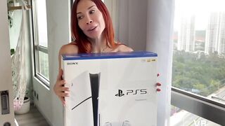 Stepson, I'll only give you this Playstation 5 if you fill my vagina with milk
